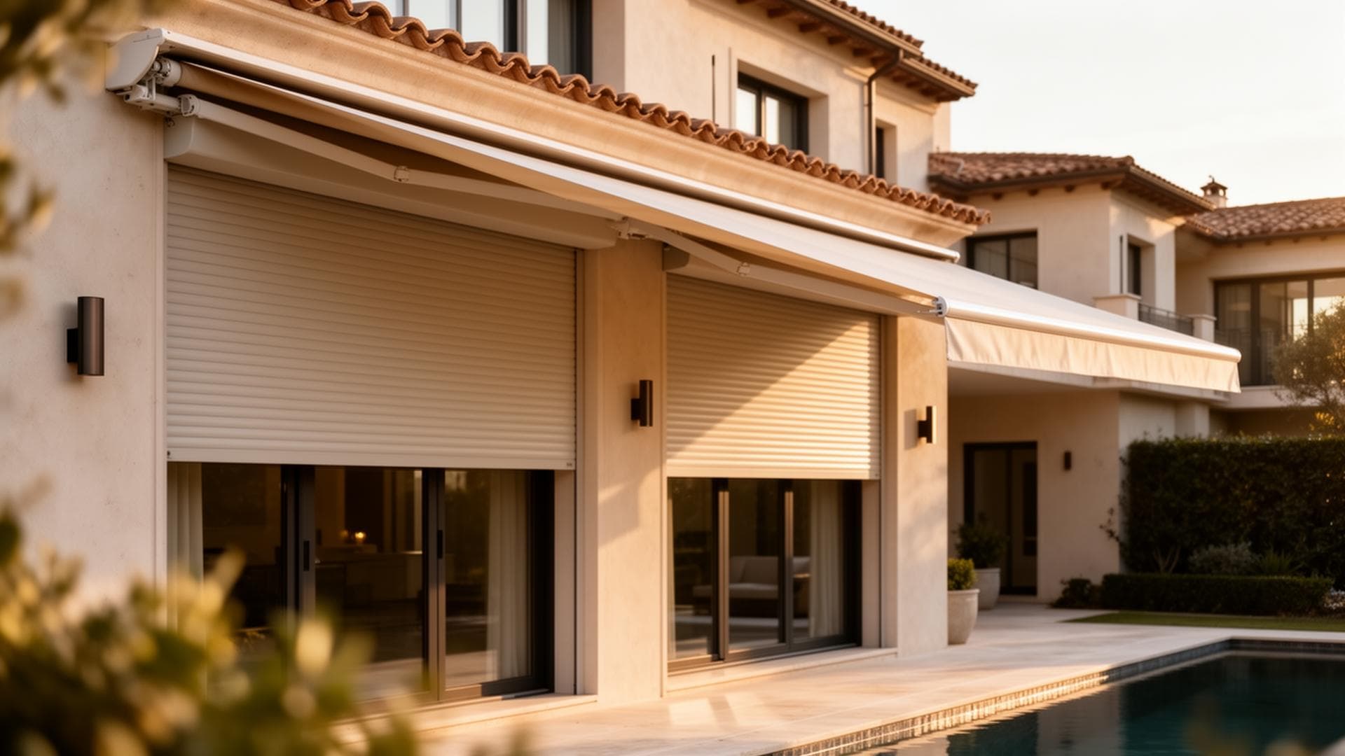 Stores et volets roulants sur une maison moderne